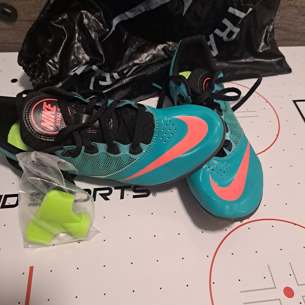 NIKE Blue And Pink Spiked Track And Field Cleats W/Bag And Spike Tool!! Size 9